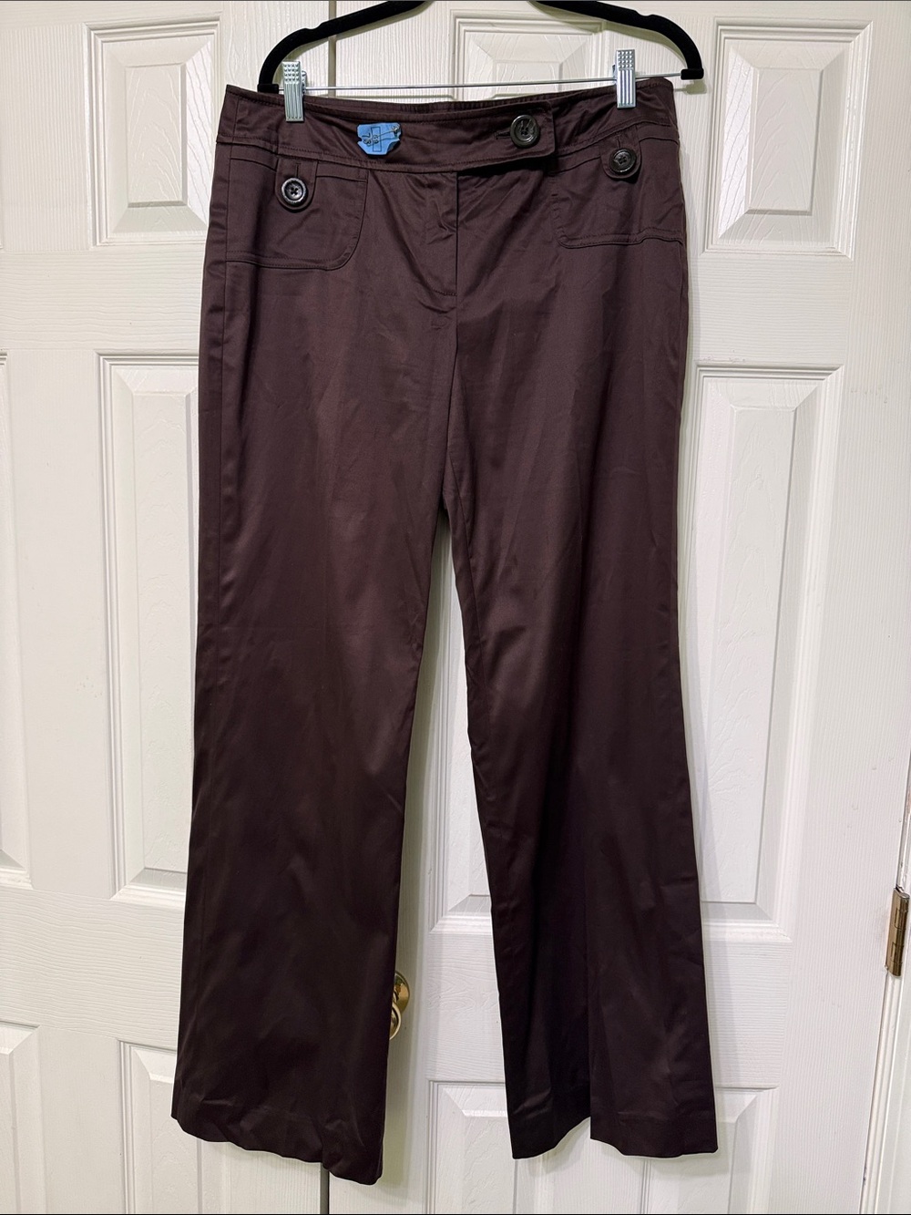 Ann Taylor Dark Brown Wide-Leg Pants with Button Detail